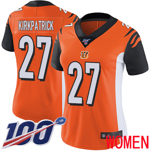 Cincinnati Bengals Limited Orange Women Dre Kirkpatrick Alternate Jersey NFL Footballl #27 100th Season Vapor Untouchable->women nfl jersey->Women Jersey